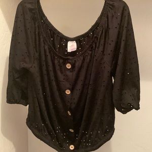 Off the shoulder eyelet top